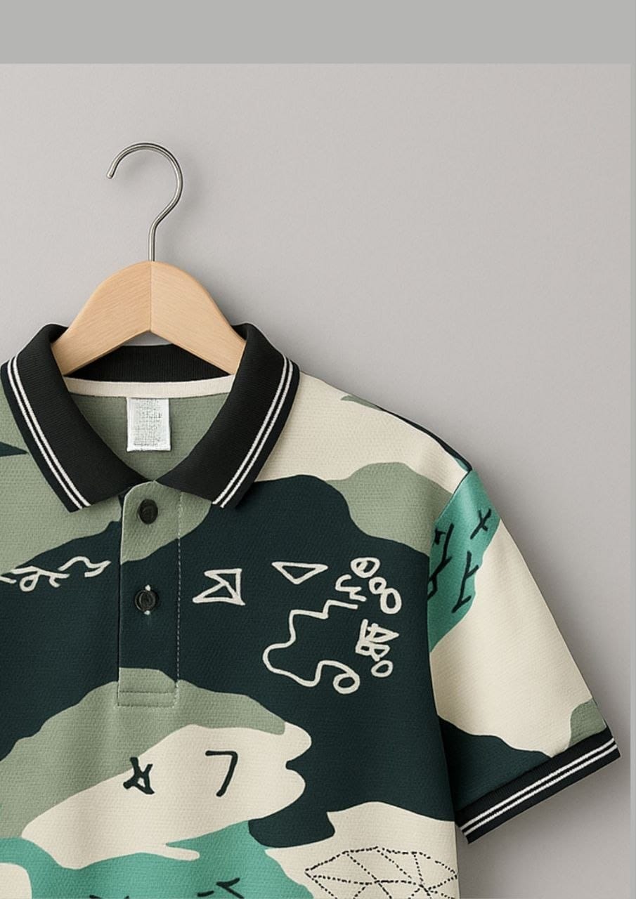 Boys Polo T-Shirt with Ribbed Collar,Boys Short Sleeve Polo Neck T-Shirt,Boys Casual Polo T-Shirt,Boys Regular Fit Polo T-Shirt,Boys Printed Polo T-Shirt