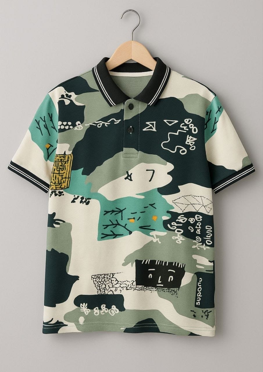 Boys Polo T-Shirt with Ribbed Collar,Boys Short Sleeve Polo Neck T-Shirt,Boys Casual Polo T-Shirt,Boys Regular Fit Polo T-Shirt,Boys Printed Polo T-Shirt