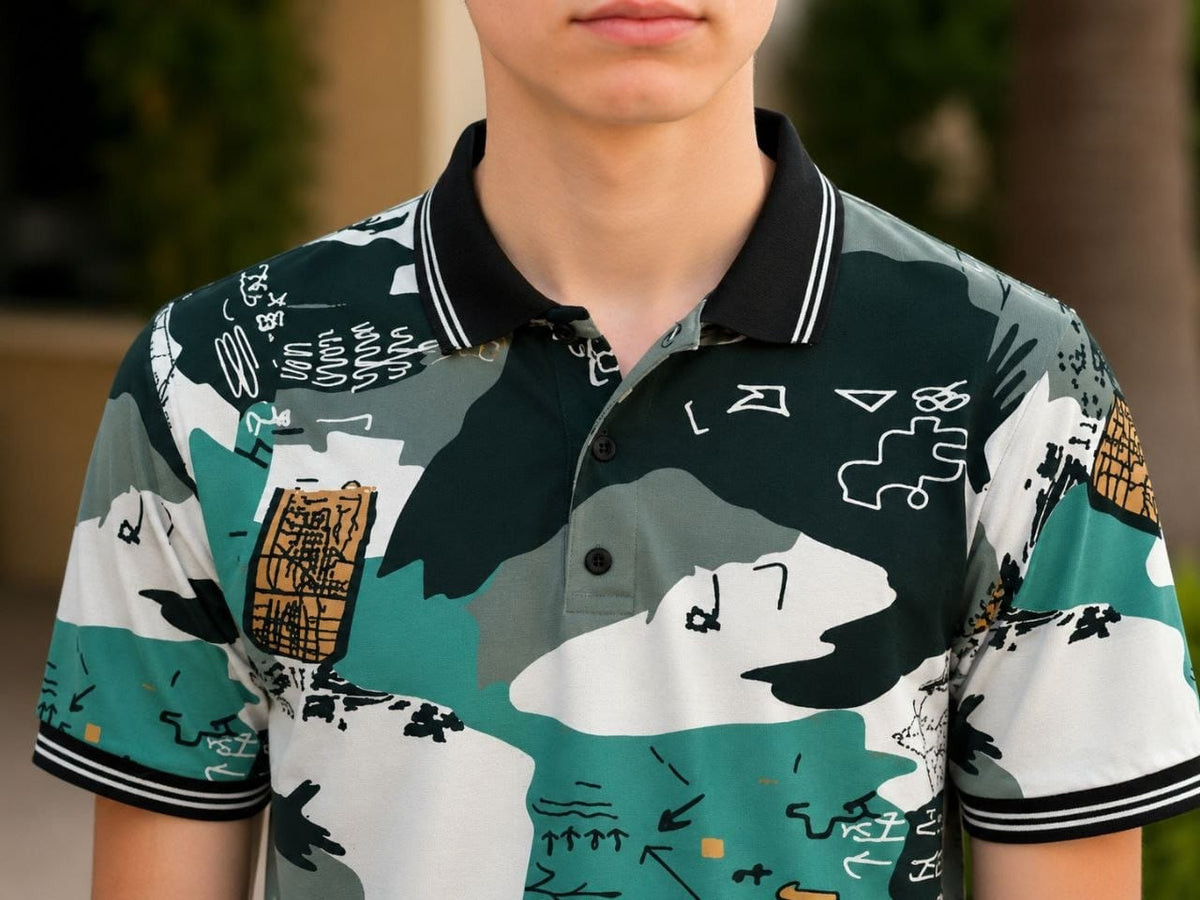Boys Polo T-Shirt with Ribbed Collar,Boys Short Sleeve Polo Neck T-Shirt,Boys Casual Polo T-Shirt,Boys Regular Fit Polo T-Shirt,Boys Printed Polo T-Shirt