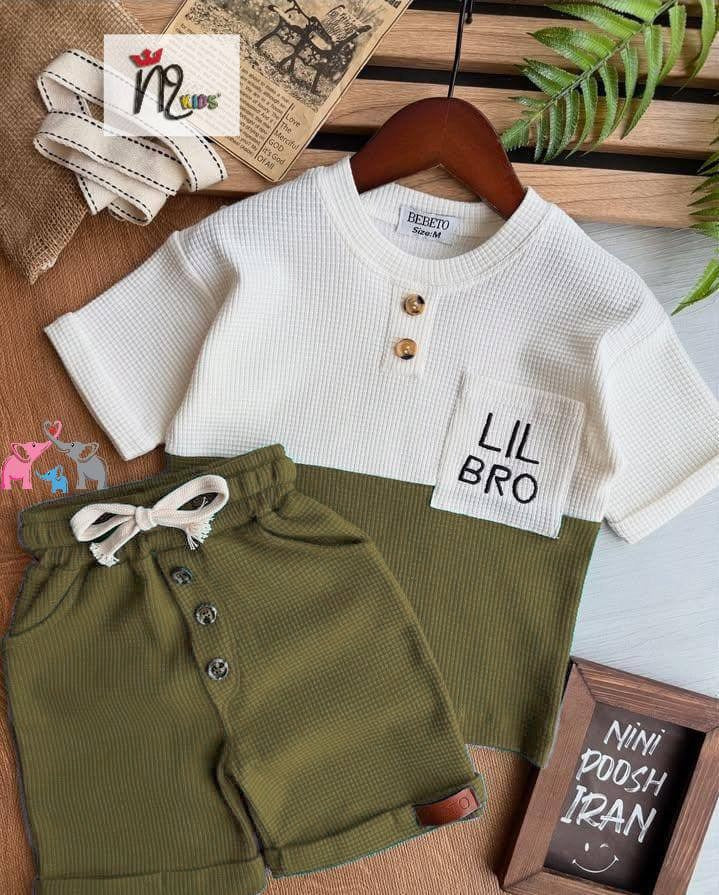 Kids Boys Waffle Cotton Co-Ord Set | Half Sleeve Color Block T-Shirt & Shorts Set | Summer Casual Outfit for Boys